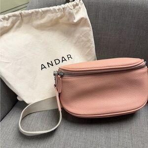 ANDAR Blush Pink Pebbled Leather Crossbody Bag - Waymaker Mini
